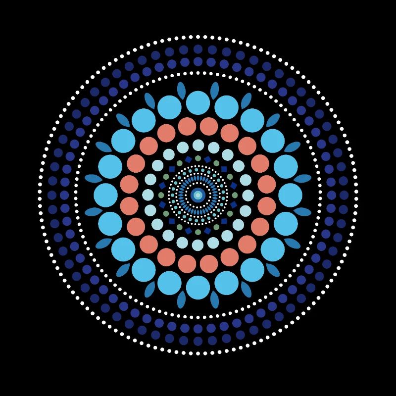 Mandala à points dégradés bleus