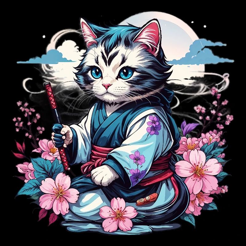 Chat Ninja Kawaii japonais