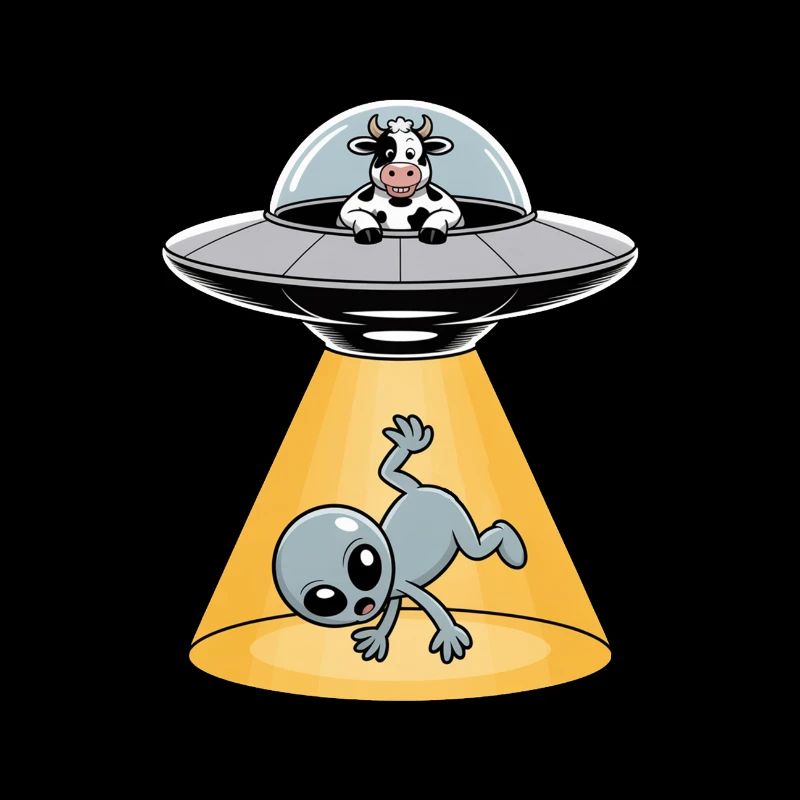 Vache enlevant un extraterrestre - Logo d’extraterrestre cool