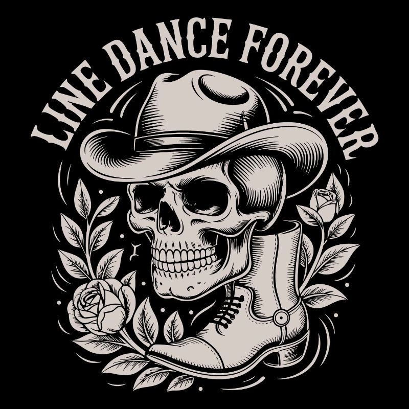 Schädel mit Cowboyhut Line Dance Forever