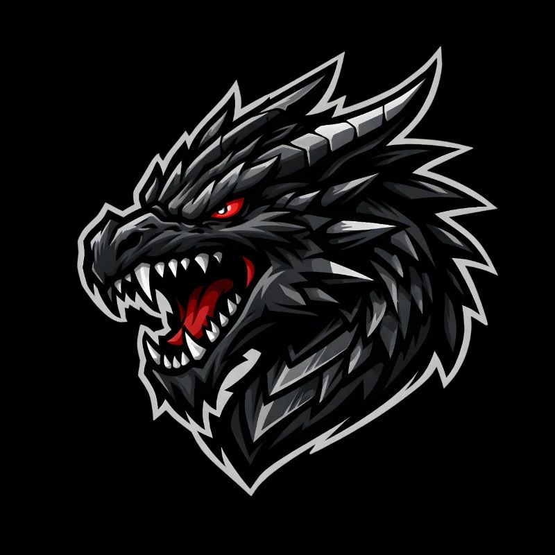 Dragon head with red eyes