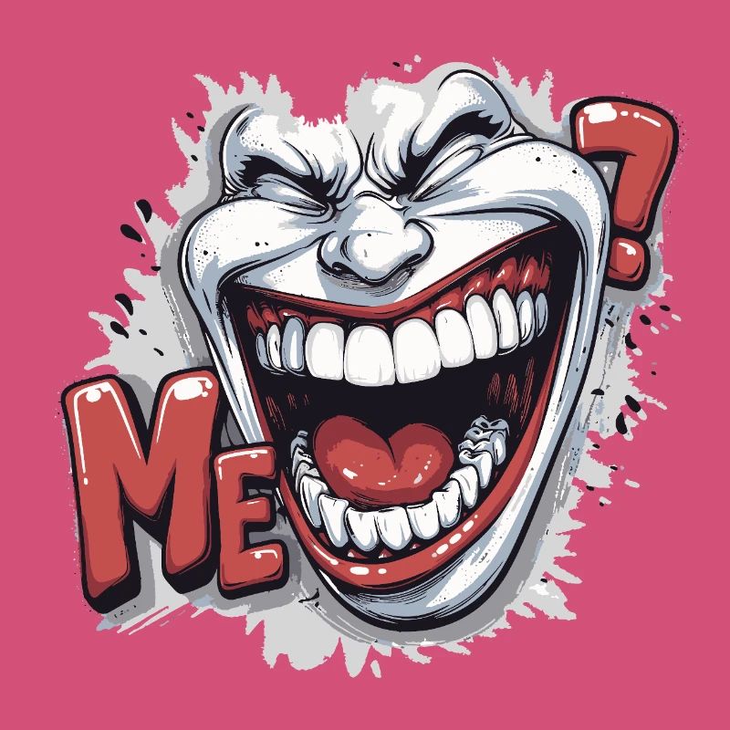 Crazy Laughing white face in a comics style