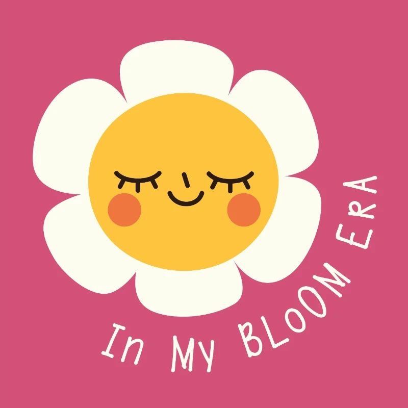 À l’ère de ma floraison – Expression fleurie de dessin animé plate