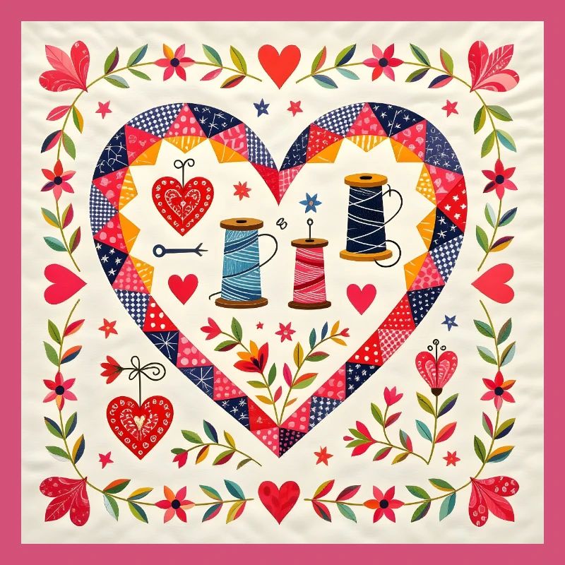 Patchwork Herz mit Garnen