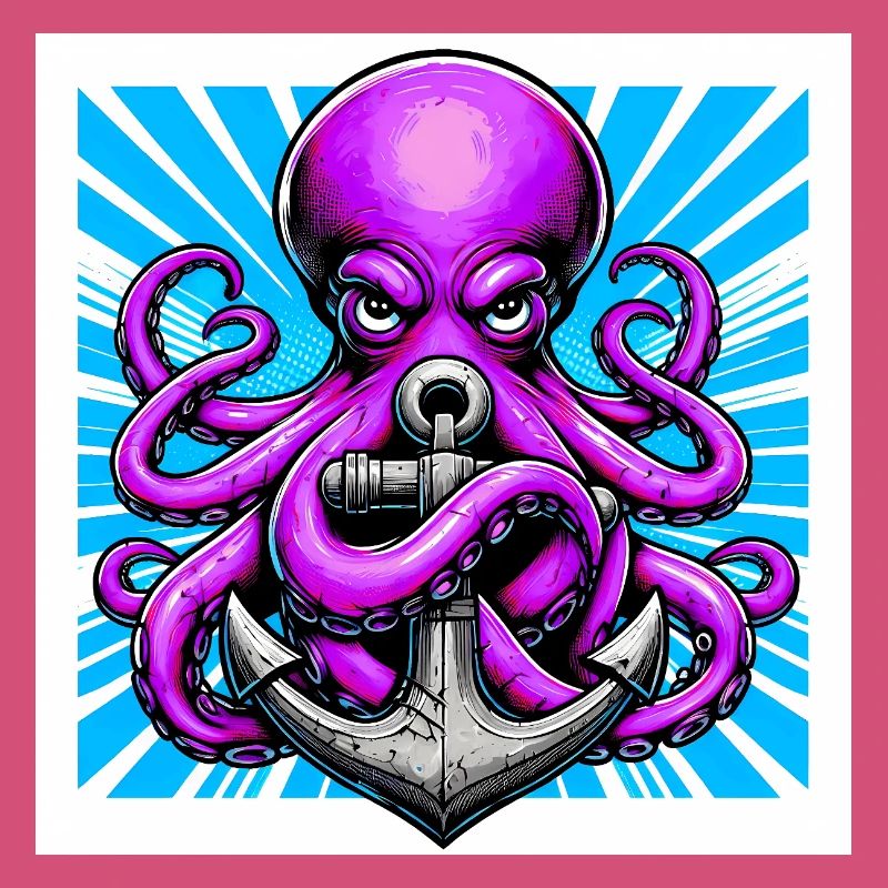 Oktopus umarmt einen Anker