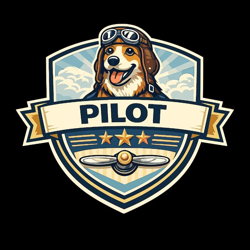 Hundepilot Abzeichen Cartoon