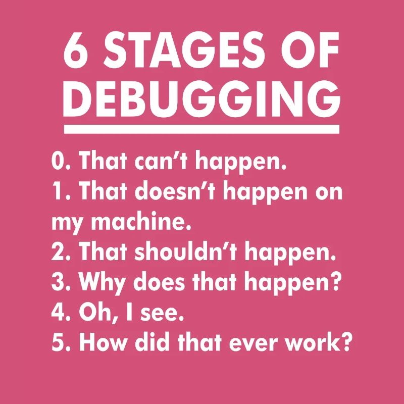 Humorous Debugging Stages Illustration