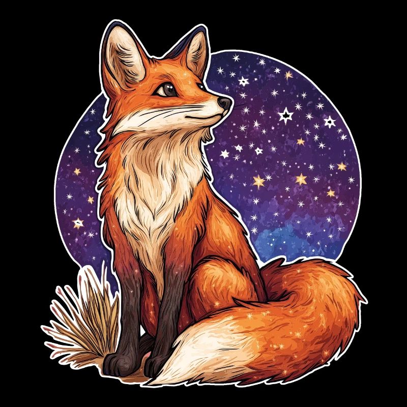 Renard et ciel étoilé