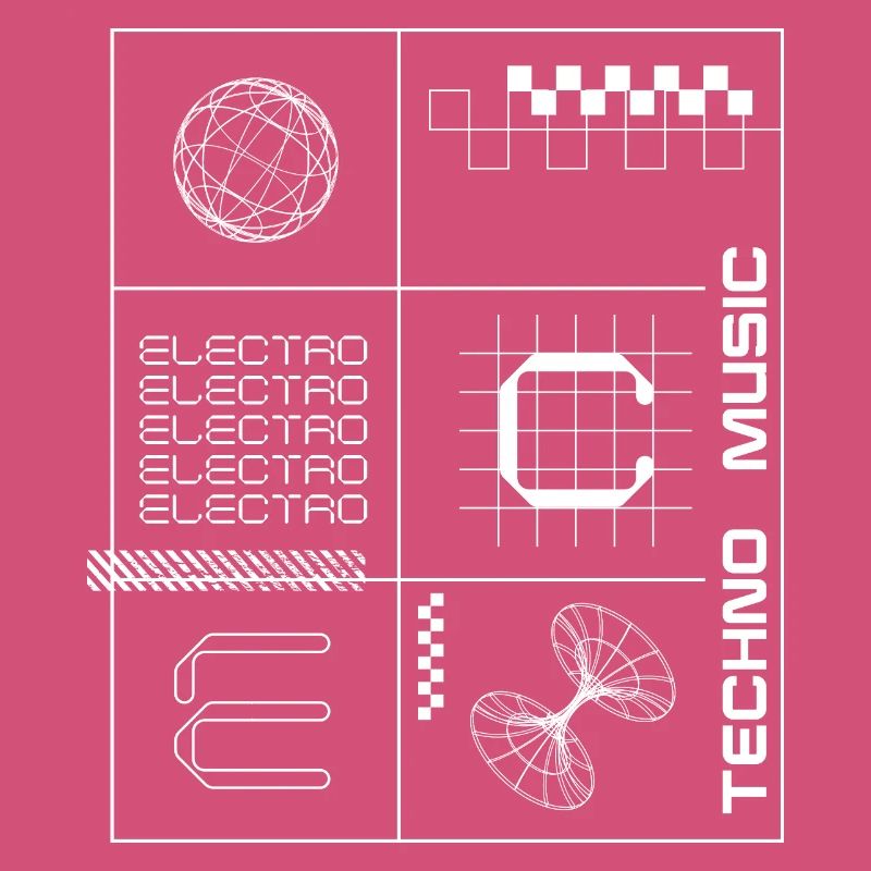 Affiche géométrique Elecotro Tech Grid Retro