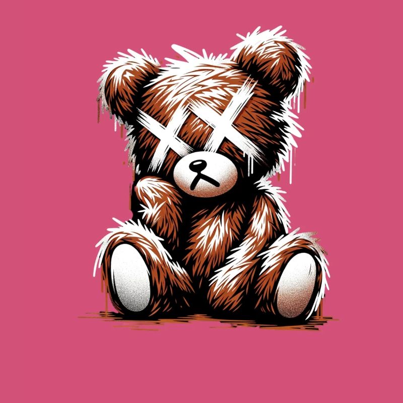 Broken Sad Teddy Graffiti Art