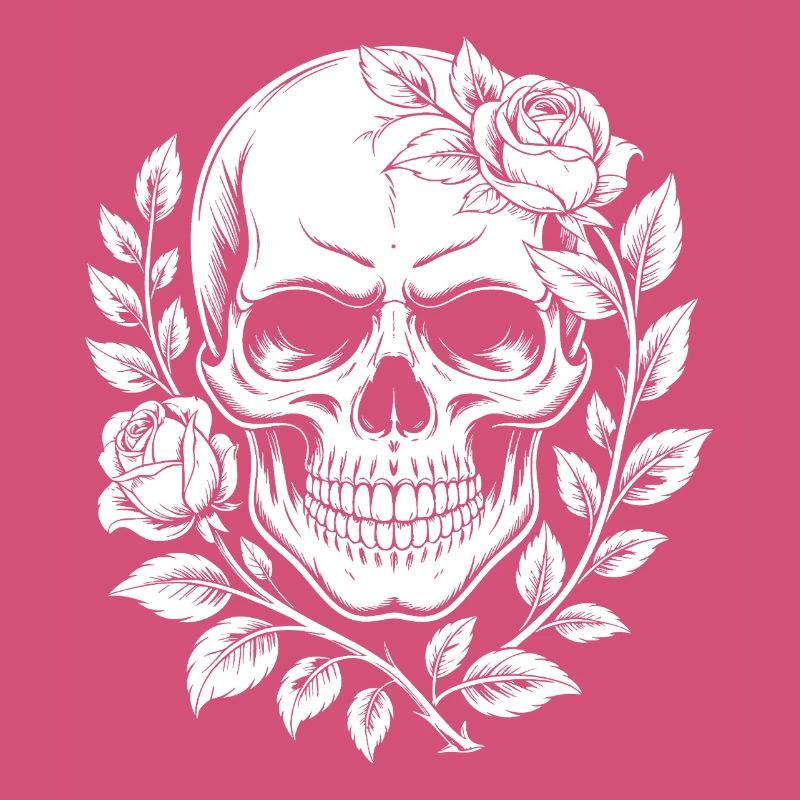 Schädel mit Blumenkranz