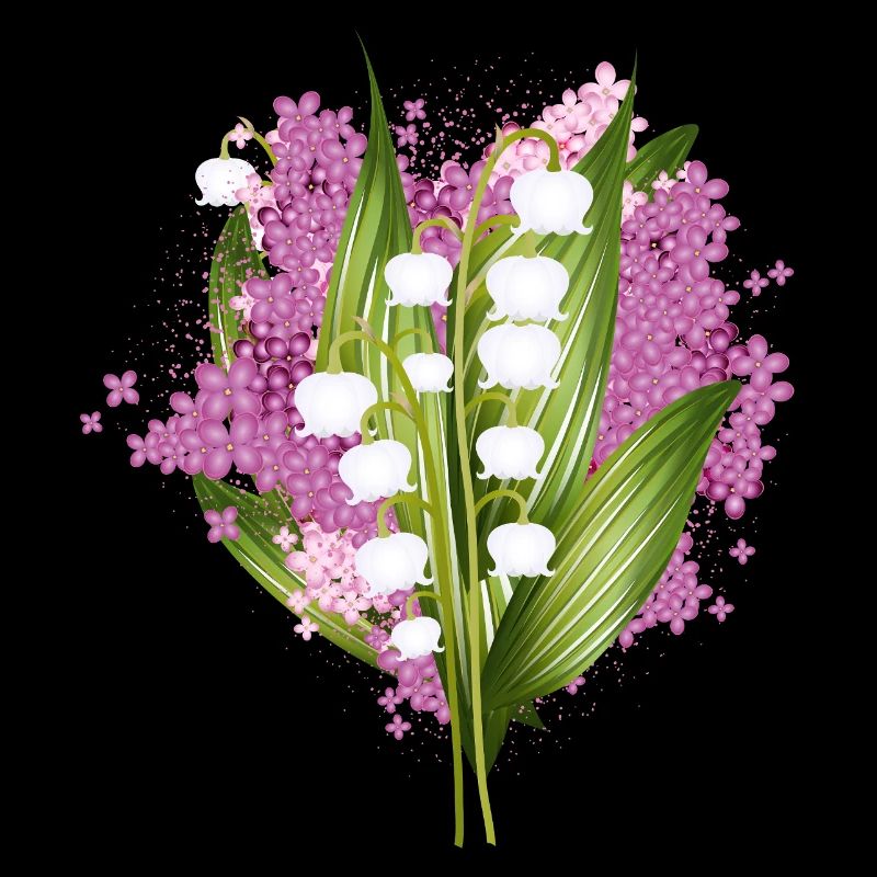 Muguet-de-vallée et lilas comme salut printanier
