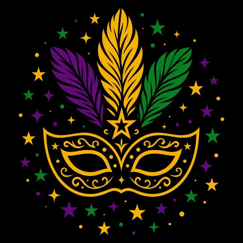 Masque de carnaval avec plumes et étoiles