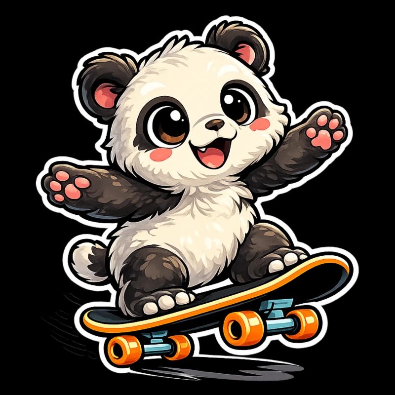 Panda Skateboard Freude