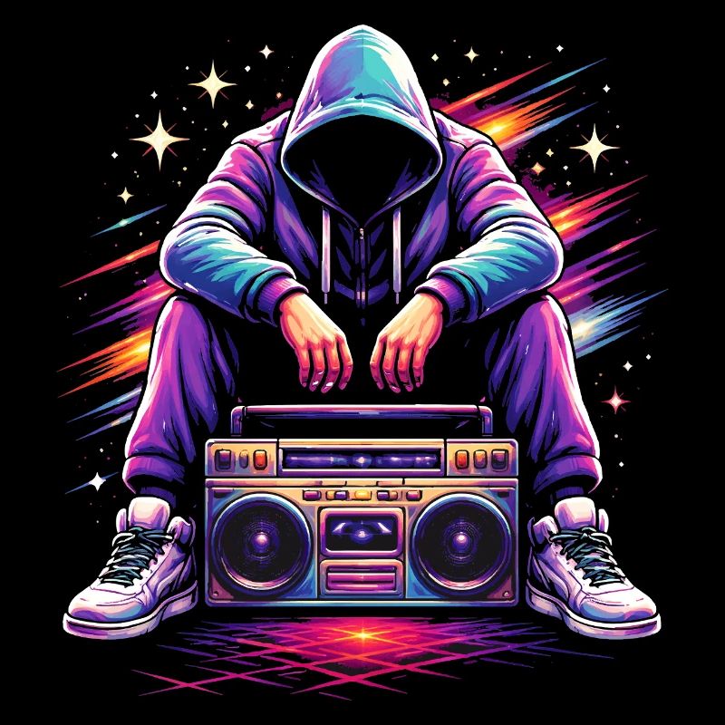 Retro 80s Boombox Illustration