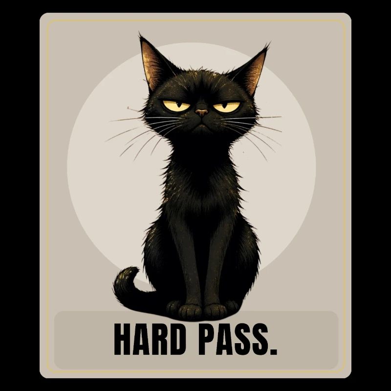 Hard Pass. – Sarcastic Black Cat Design