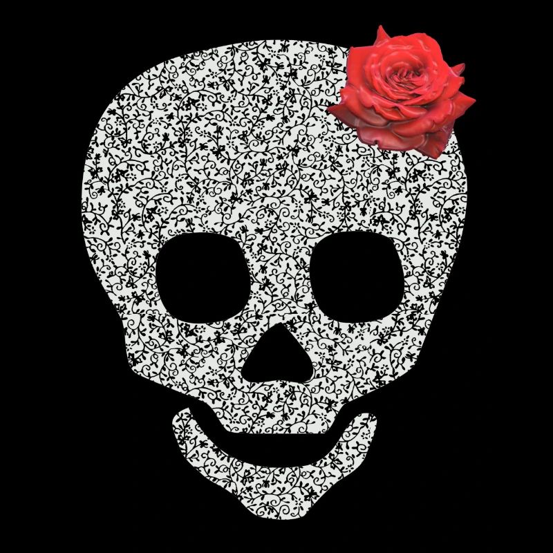 tête de mort avec rose