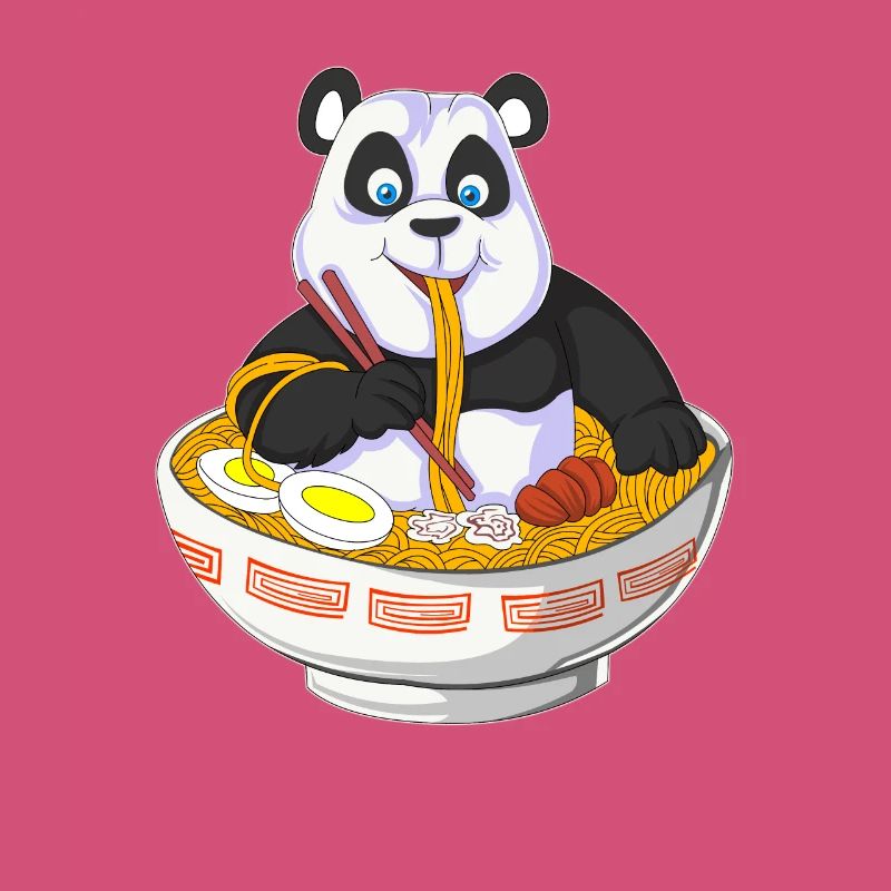 anime panda eating ramen