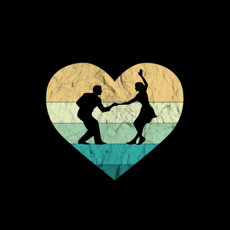 J’adore Rock’n Roll Dance Couple Retro Heart