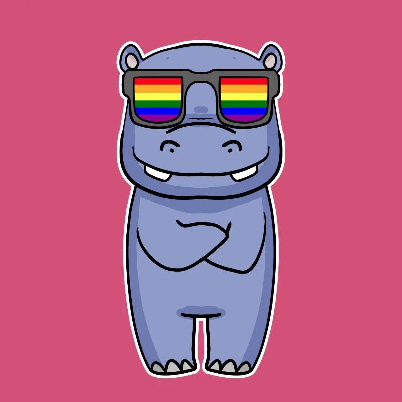 Regenbogen - Nilpferd mit Brille
