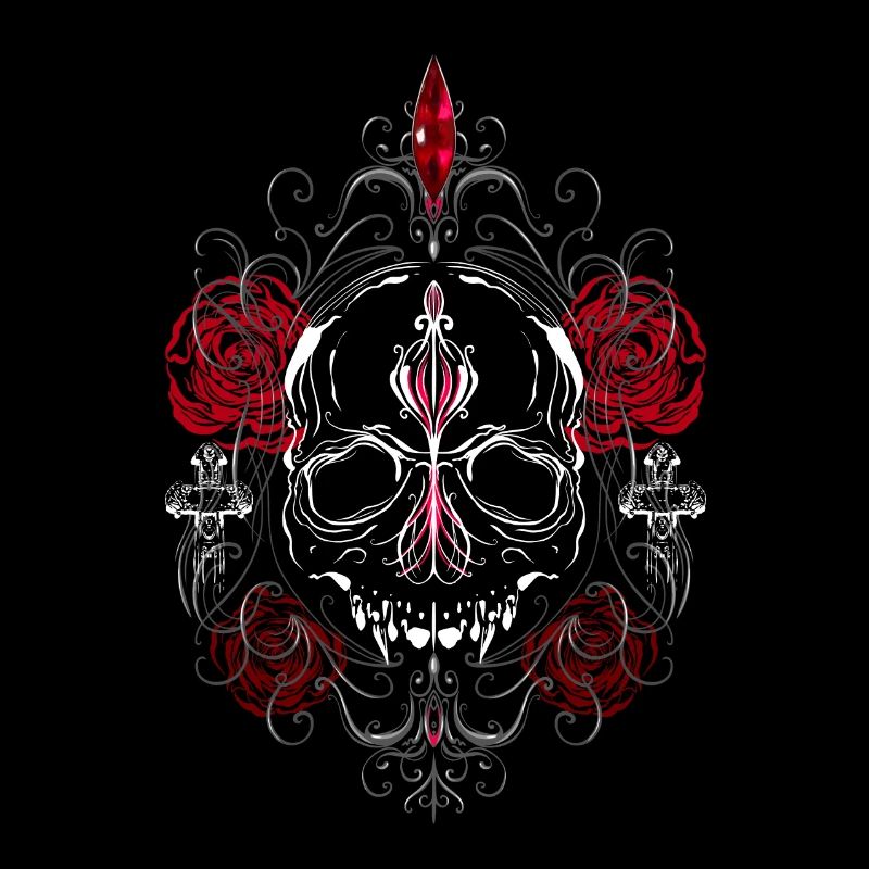 Crâne avec roses rouges Esthétique gothique
