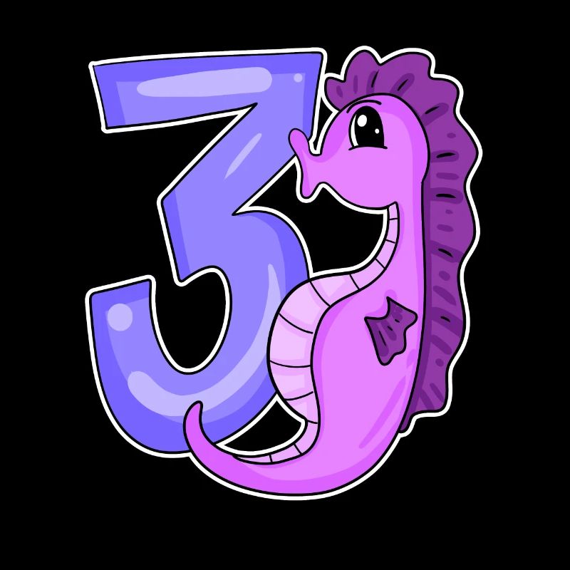 Hippocampe à motif 3e anniversaire - trois ans