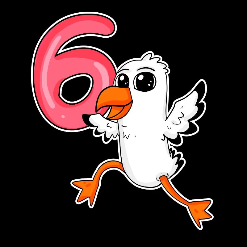 6th Birthday Motif Seagull - six years