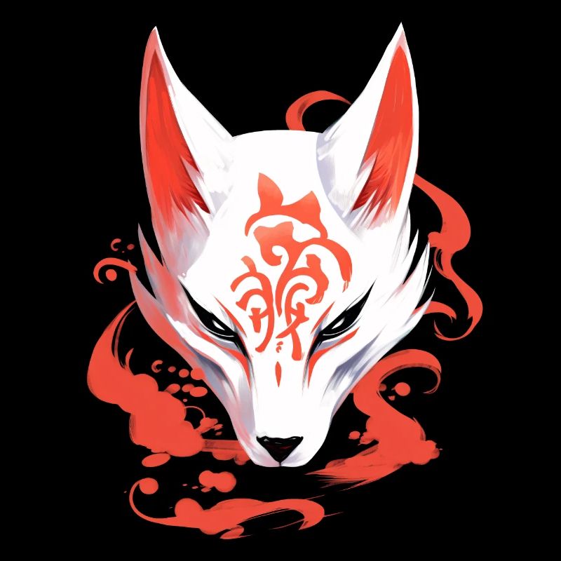 Anime Fox Mask Kitsune Kumiho Samurai Japan
