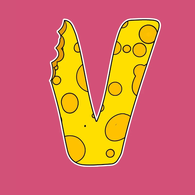Buchstabe V - Anfangsbuchstabe V - Käse Motiv