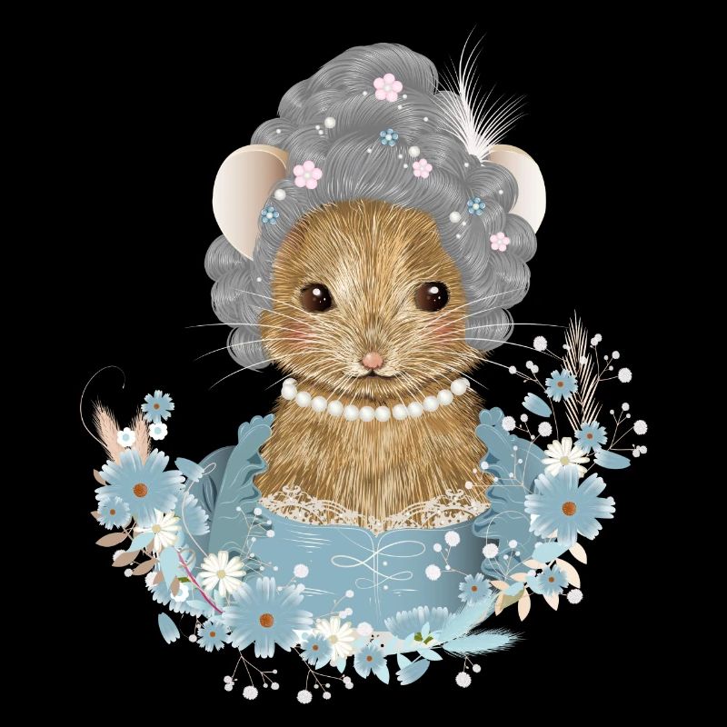 Portrait de souris avec perruque Rococo et Costume
