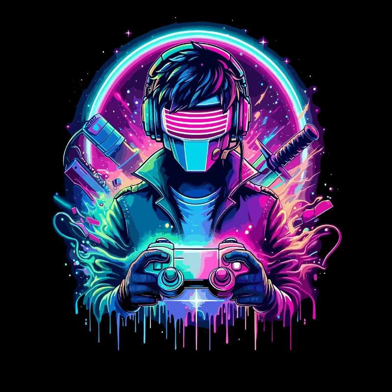 Neon Cyber Controller - Retro Gaming Power