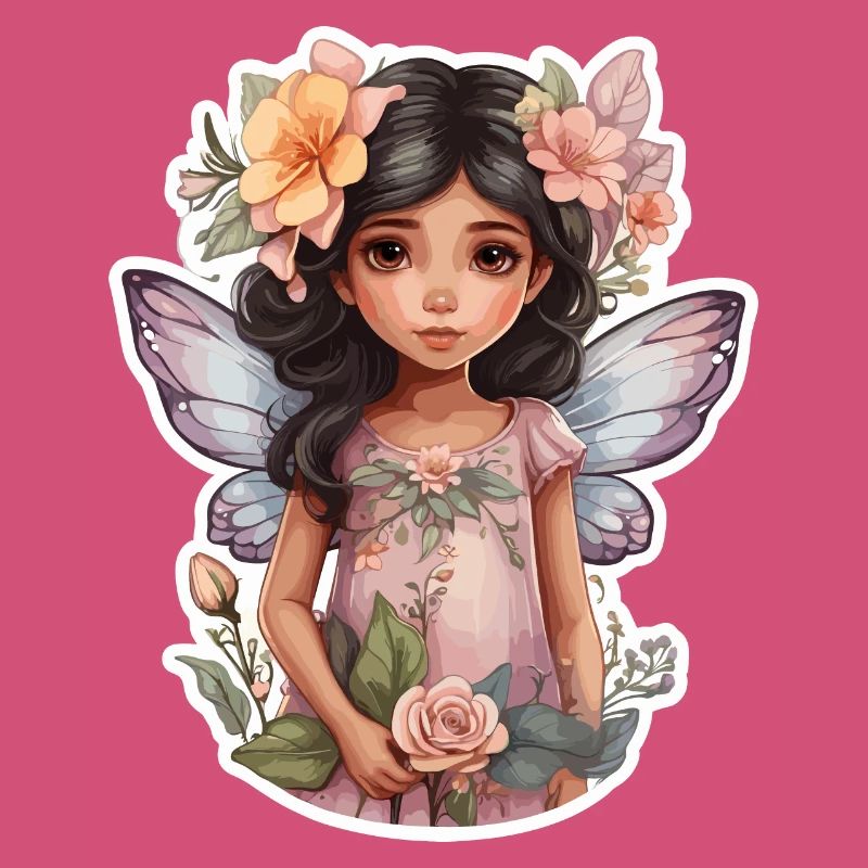 Petite fée avec des fleurs