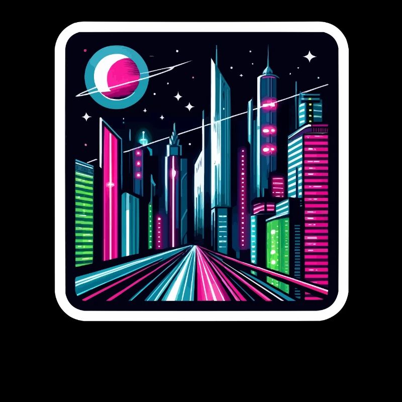 Futuristisches Stadtbild Retro Synthwave Cyberpunk