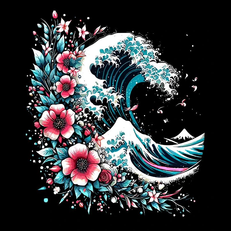 grosse vague de fleurs au large de Kanagawa