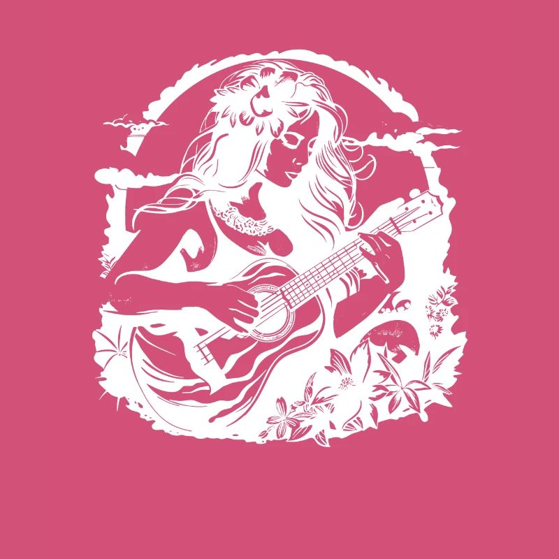 Hawaii Ukulele Mädchen Zeichnung