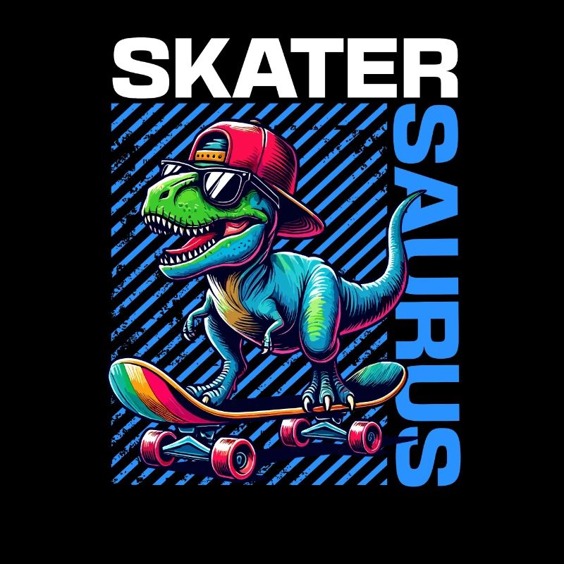 Skater Saurus Cool T-Rex Dinosaurier Skateboarder