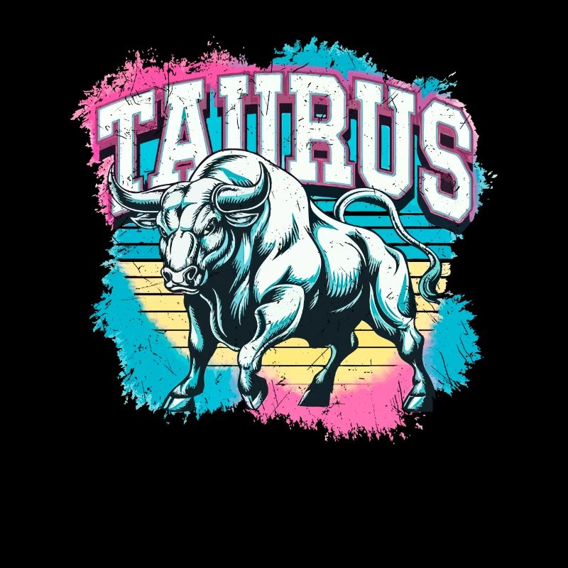 Taurus Horoscope Astrology Vintage 80s Design.