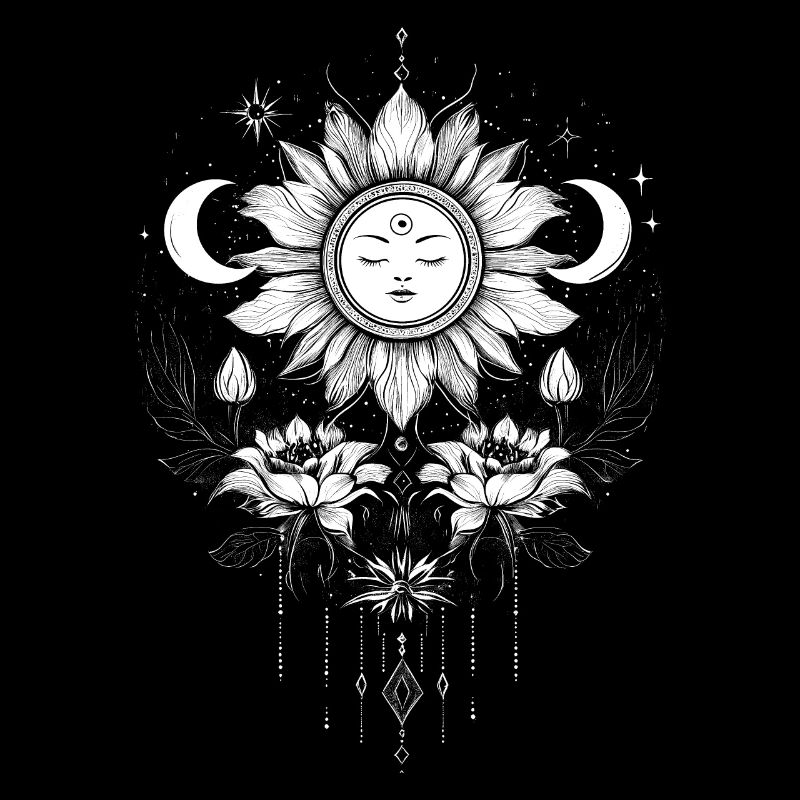 Sonne Mond Blumen Mond Bohemian Boho Geschenk