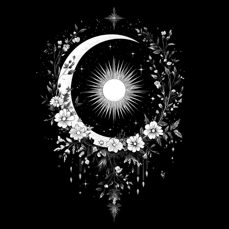 Bohemian Boho Sonne Mond Blumen Blüten Geschenk