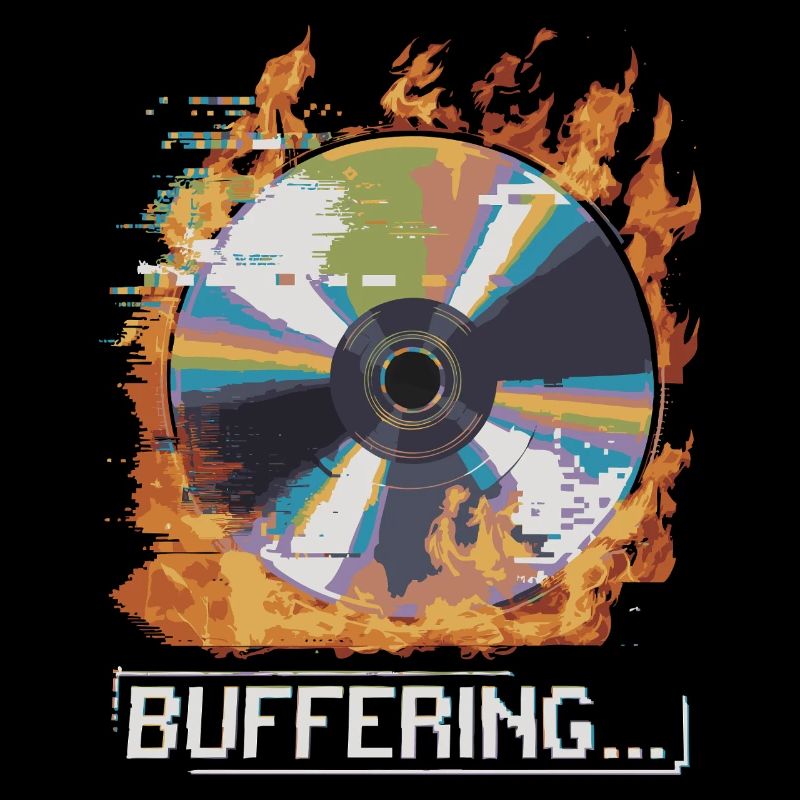 Buffering... Flamingo Glitched CD Retro Design