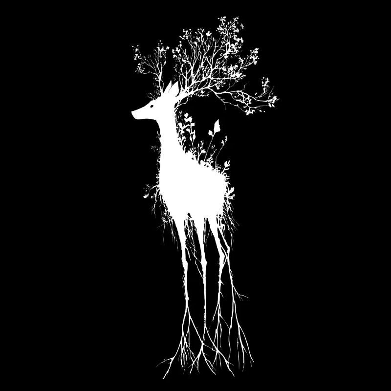 Overgrown Roots Deer Gothic Dark Fantasy Nature