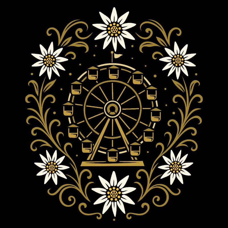Grande roue et edelweiss - design festif nostalgique