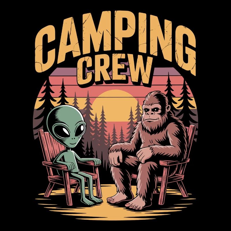 Funny Bigfoot And Alien Camping