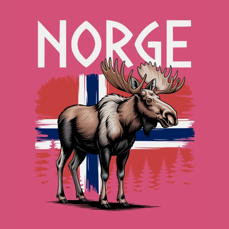 Norge Moose devant le drapeau norvégien Forest Design