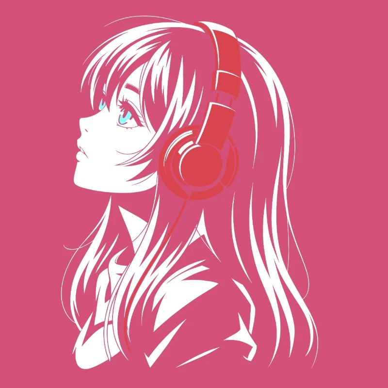 Fille d’anime avec conception de casque