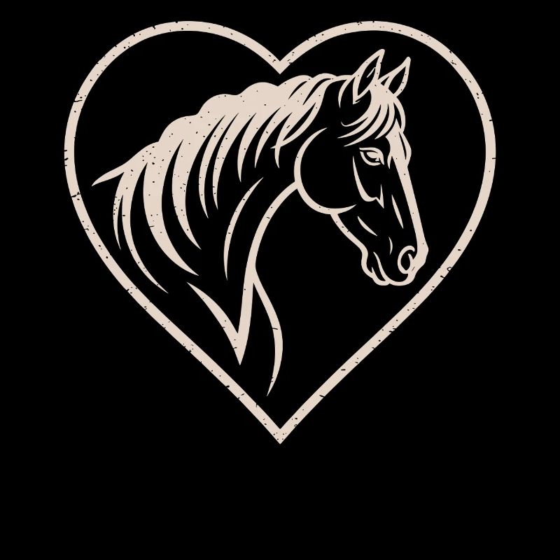 Silhouette de cœur et de cheval