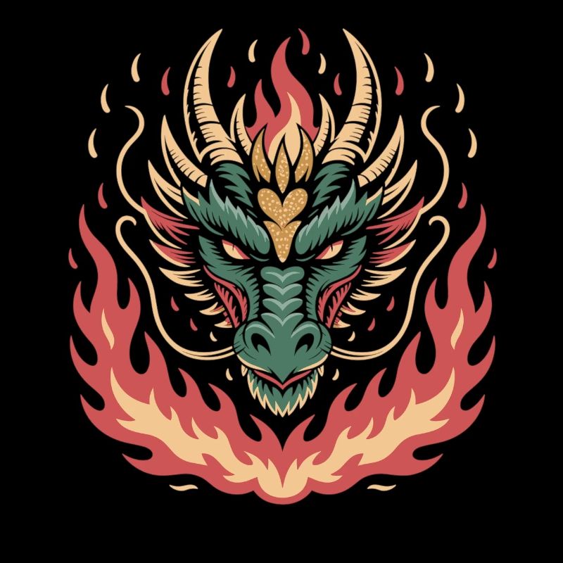 Dragon de feu avec cœur
