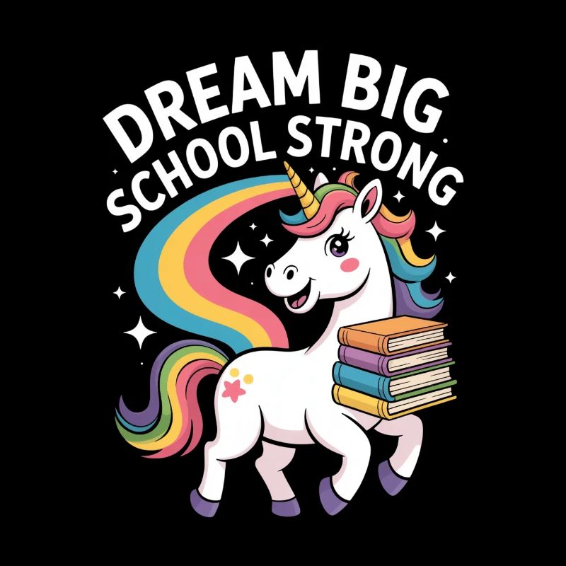 Dream Big School Strong Einhorn Regenbogen Schule