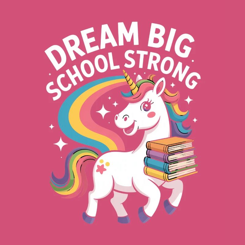 Dream Big School Strong Einhorn Regenbogen Schule