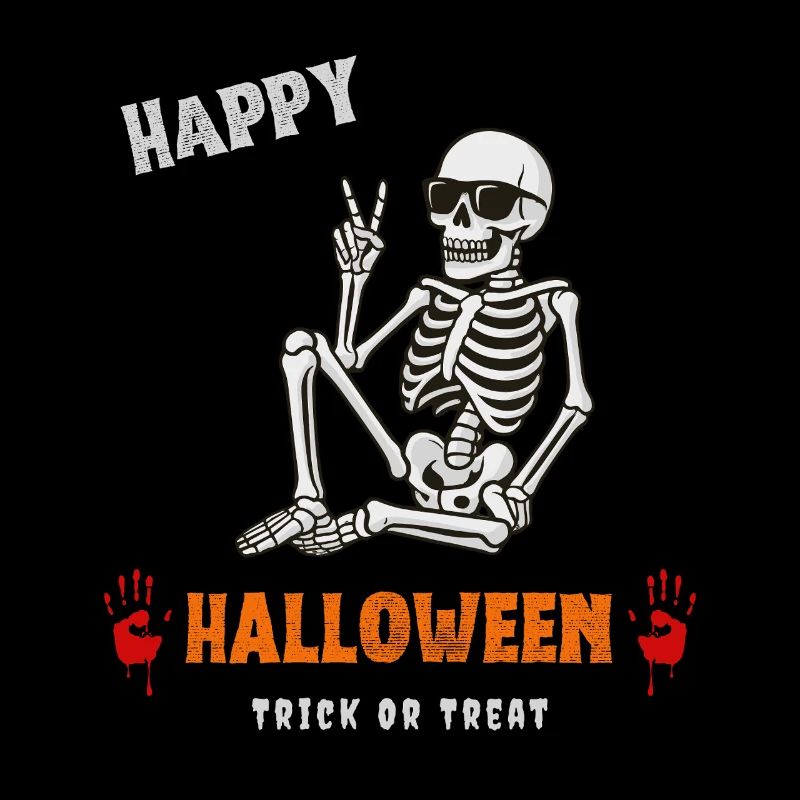 Halloween SPruch mit Skelett